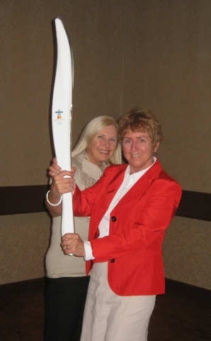 Linda Mathews (Brodie), Nancy Greene and the Olympic Torch July 2009