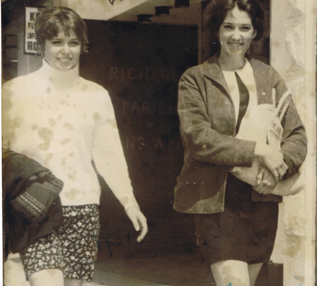 Debbie McConnell (McKeen) and Cathy MacDonald (Mustafa) in Summer of 68 by downtown Granville Street photographer